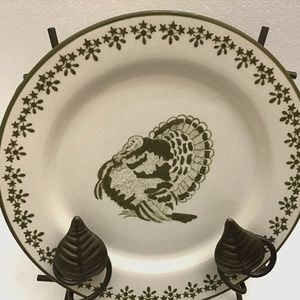 Vintage 10.5 inch Plate with Turkey design and Stand for displaying